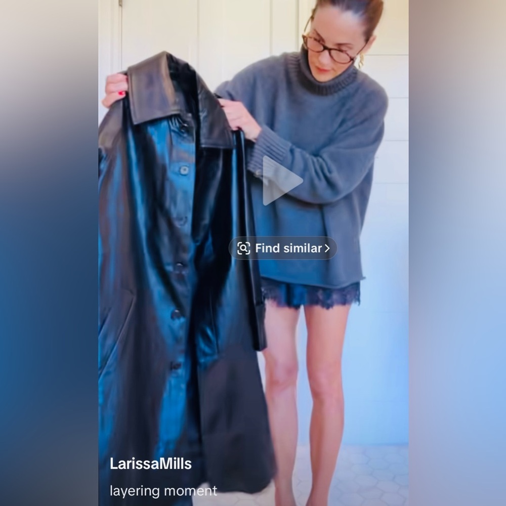 NEW Black Genuine Leather Trench Coat WOMENS